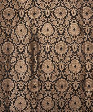 black and golden floral design banarasi brocade silk o146 4085