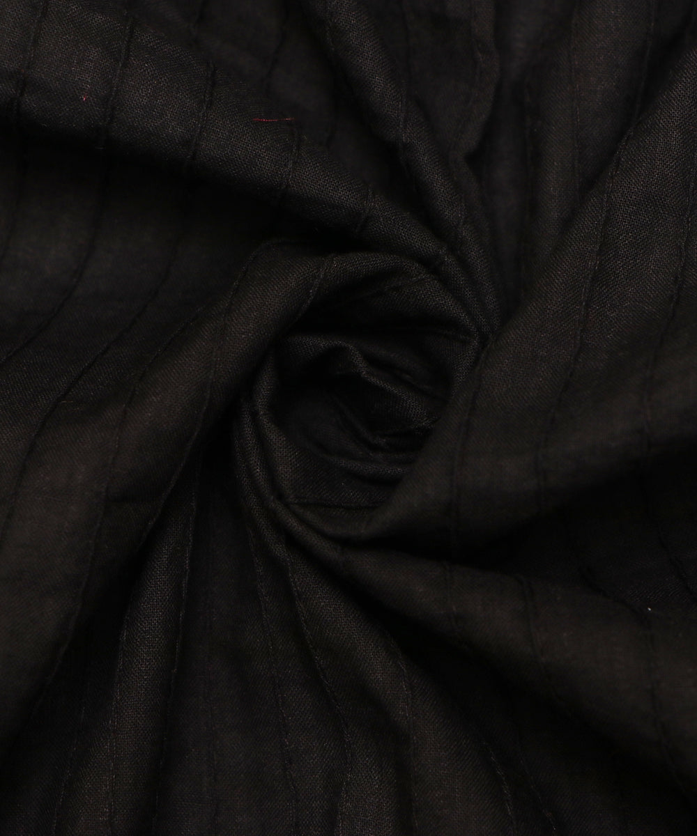 Black Colour Pintucks Pattern Cotton Fabric ( 1 Meter)