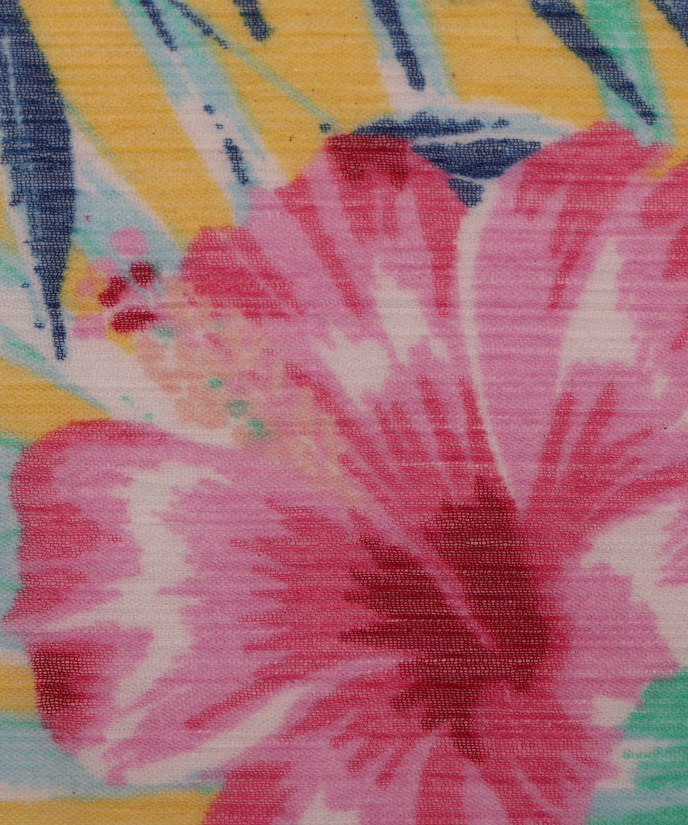 Yellow Colour Digital Floral Print Chiffon Fabric ( 1 Meter )