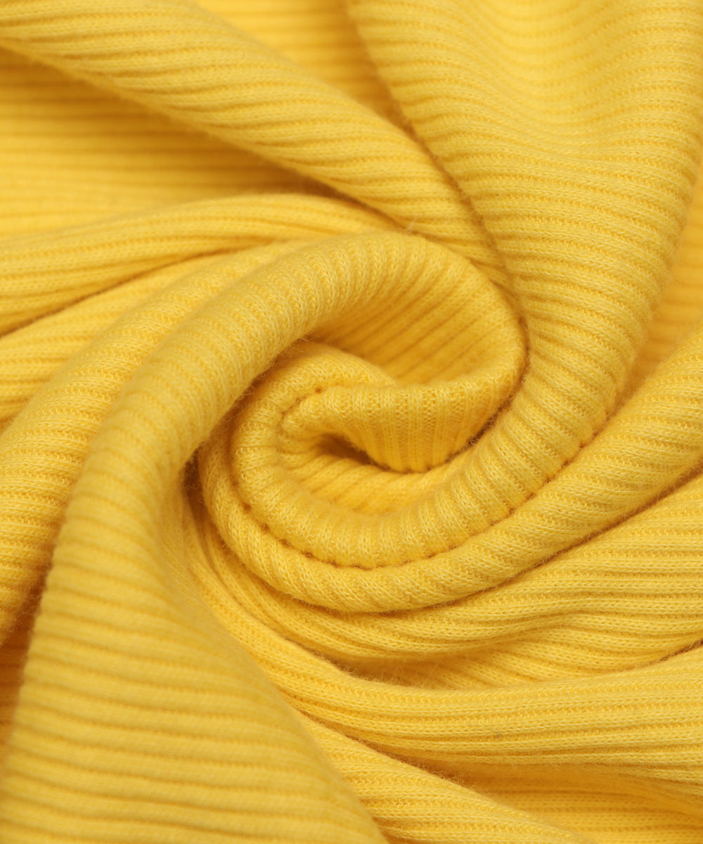Yellow Colour Plain Cotton Rib Hosiery Fabric