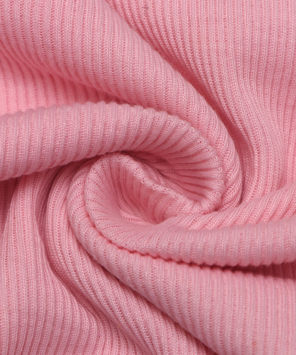 Pink Colour Plain Cotton Rib Hosiery Fabric