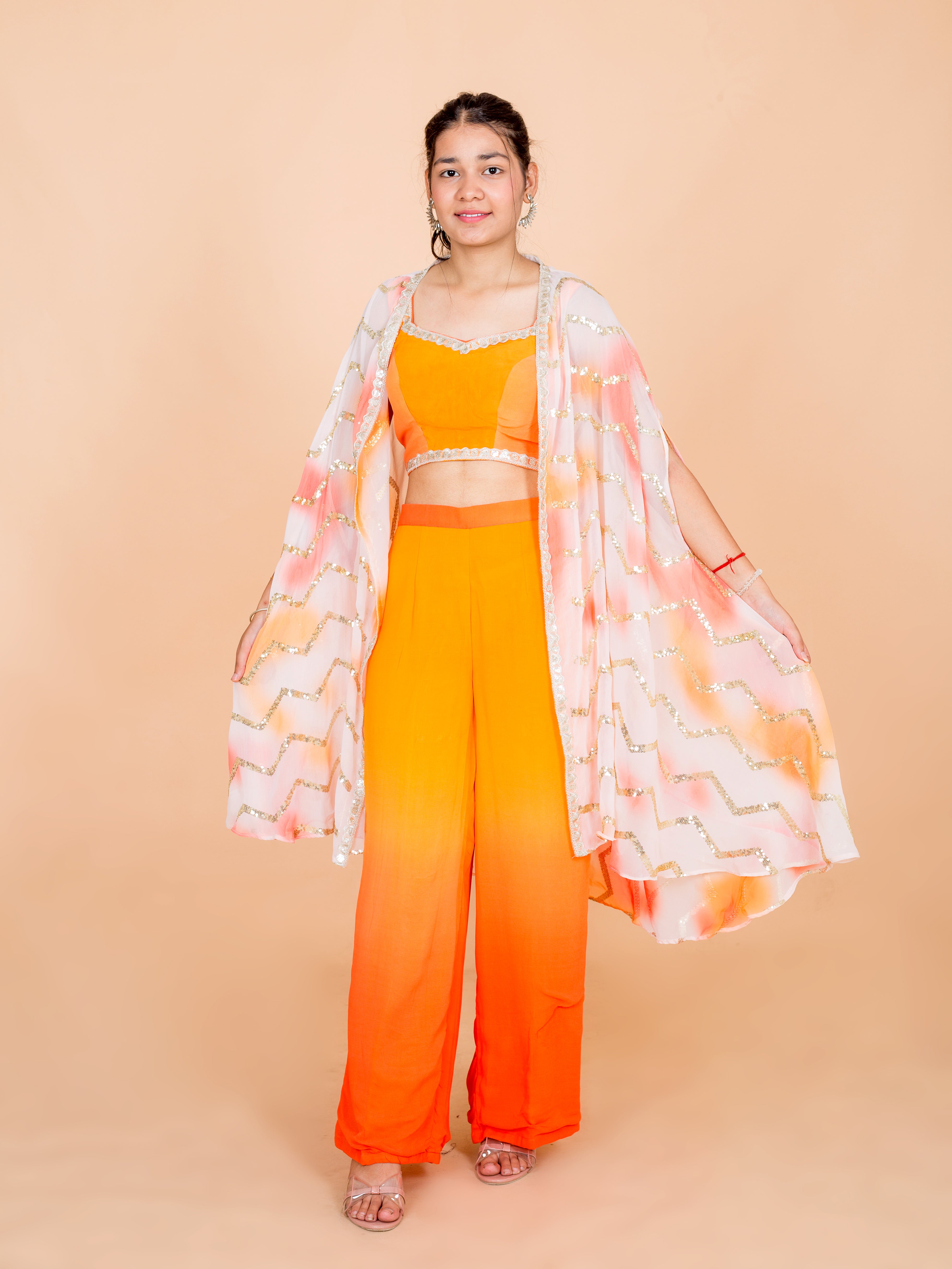 Orange Two Tone Womens Co ords Set