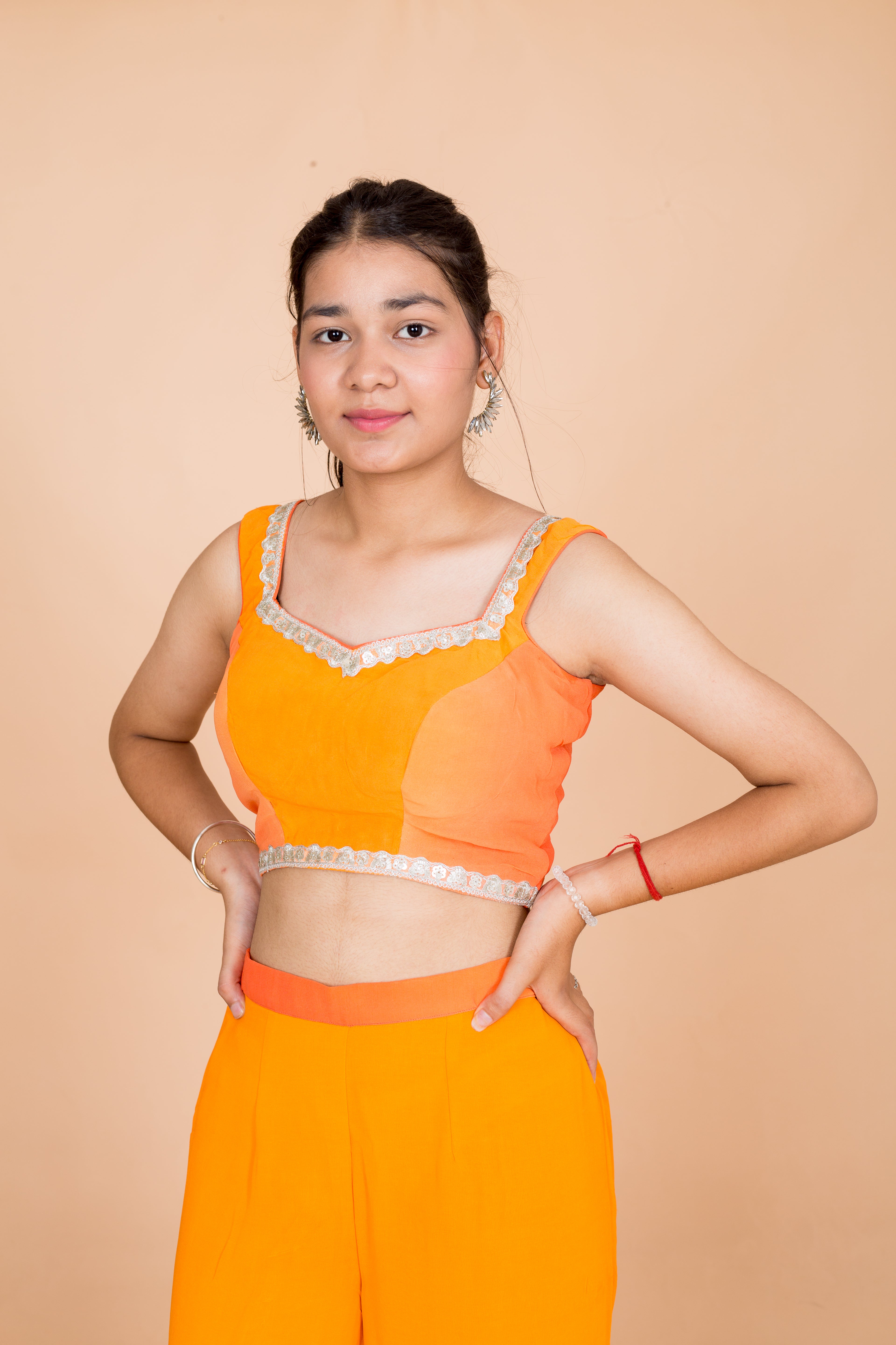 Orange Two Tone Womens Co ords Set