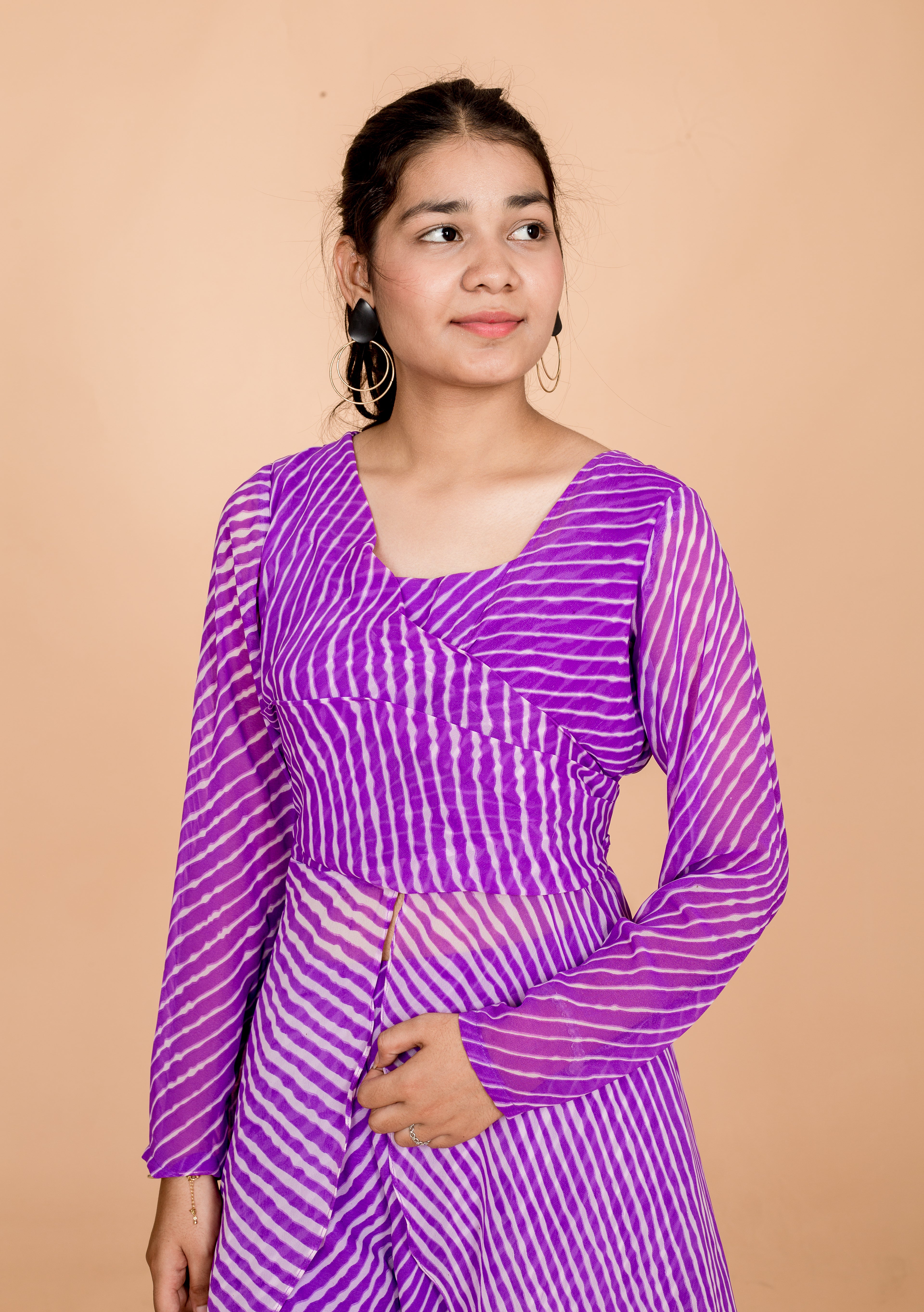 Lavender Lehariya Waves Designs Womens Co-ords Set