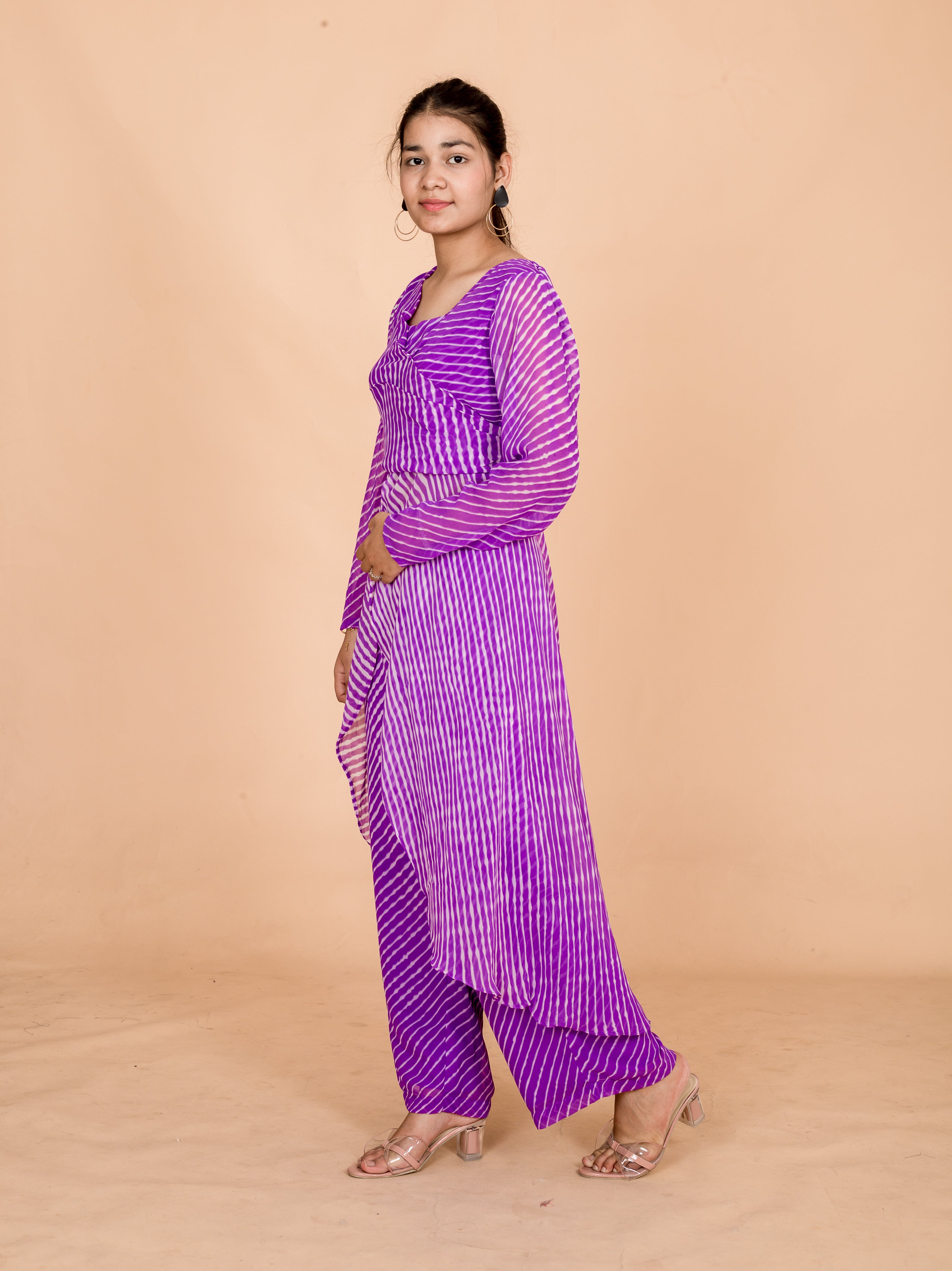 Lavender Lehariya Waves Designs Womens Co-ords Set