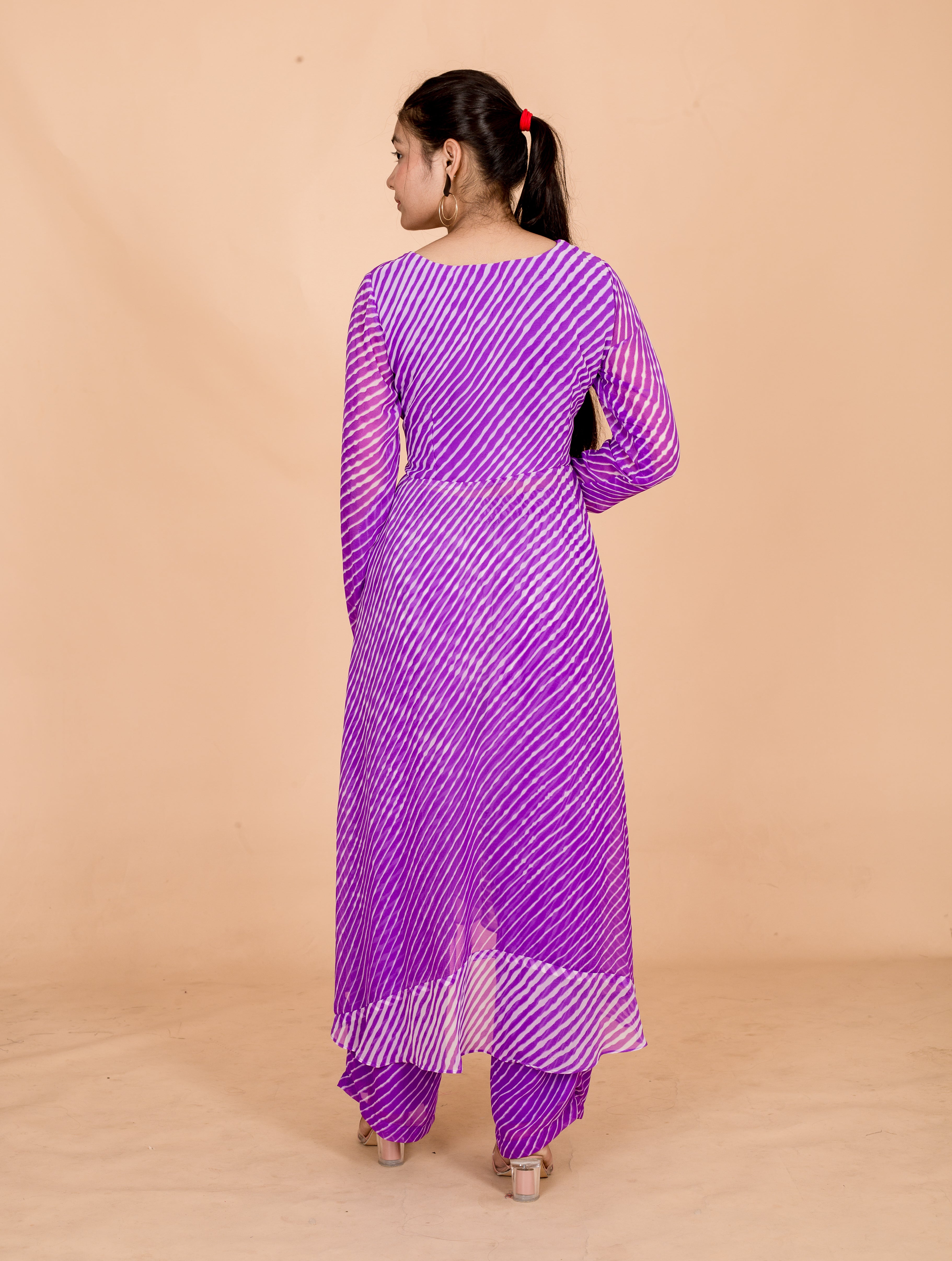 Lavender Lehariya Waves Designs Womens Co-ords Set