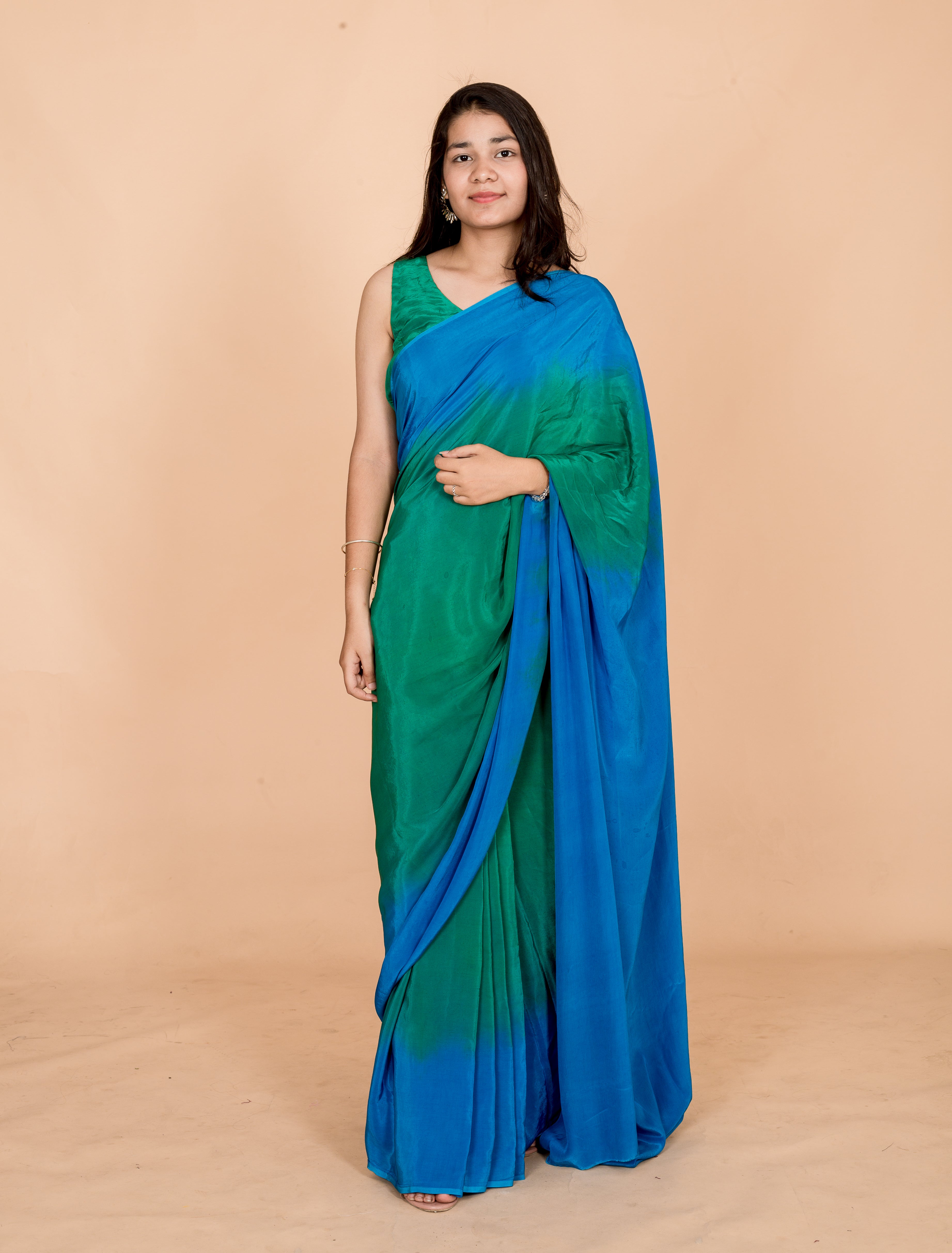 Aqua Dreams Georgette Ombre Designer Womens Saree