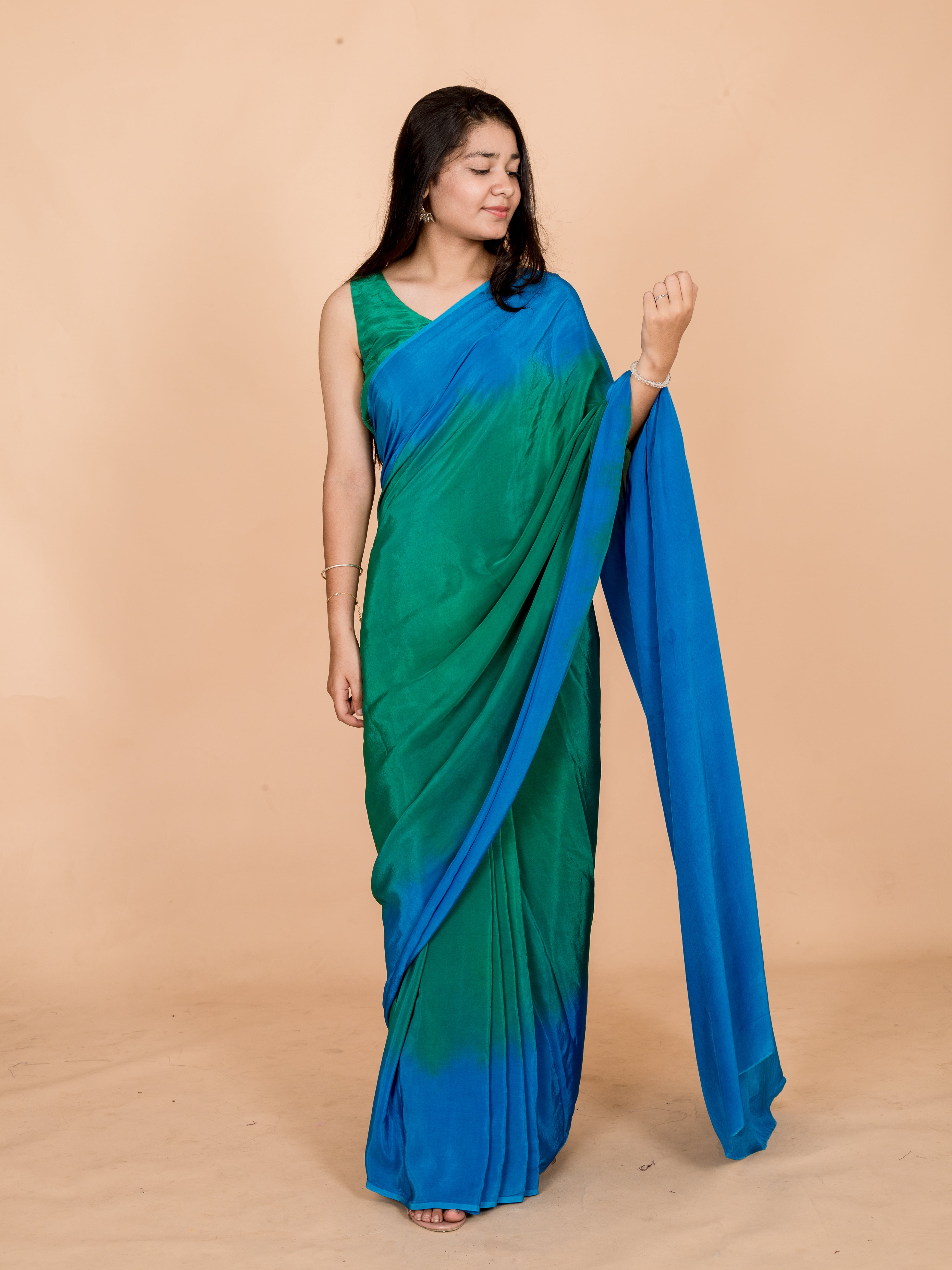 Aqua Dreams Georgette Ombre Designer Womens Saree
