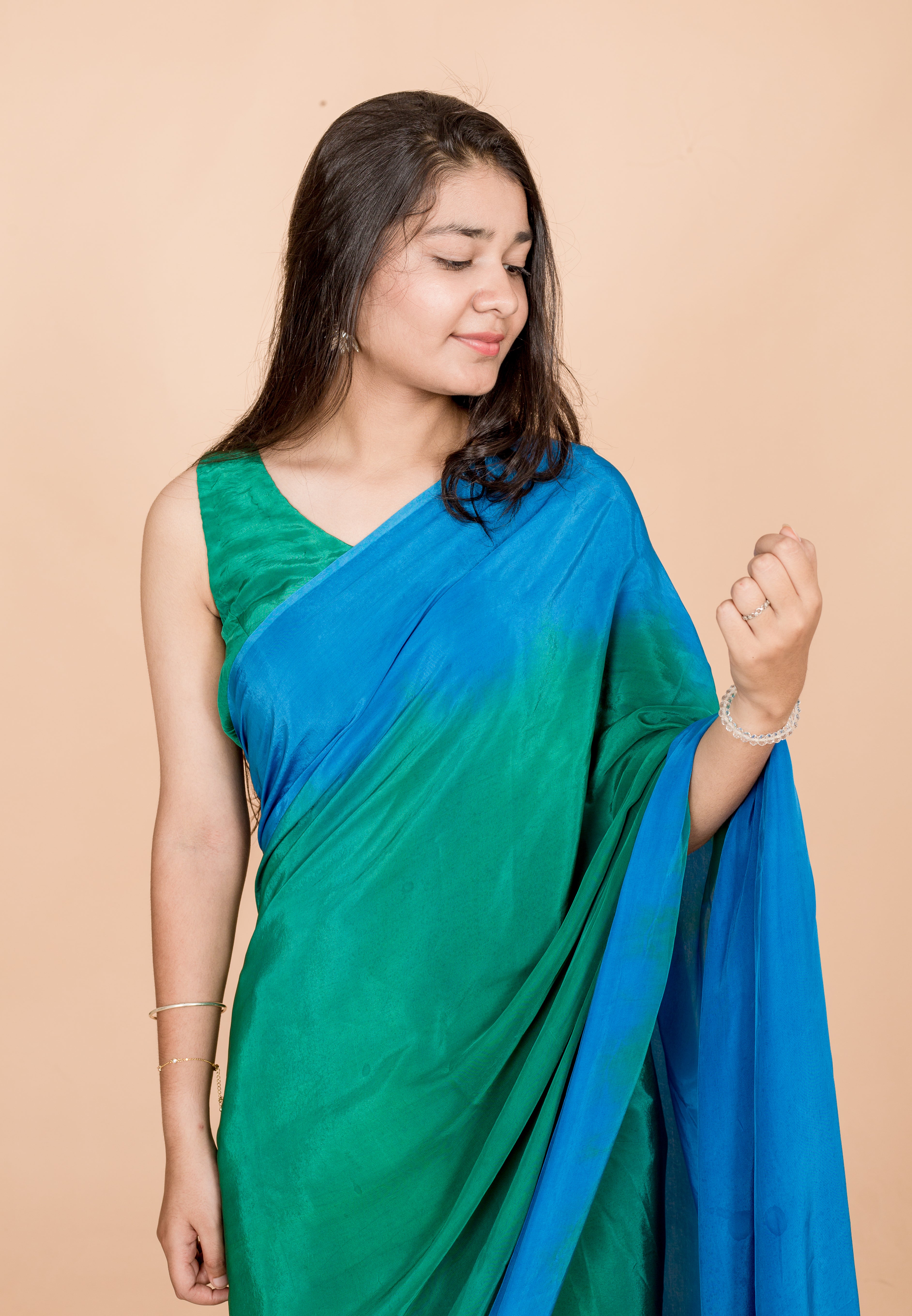 Aqua Dreams Georgette Ombre Designer Womens Saree