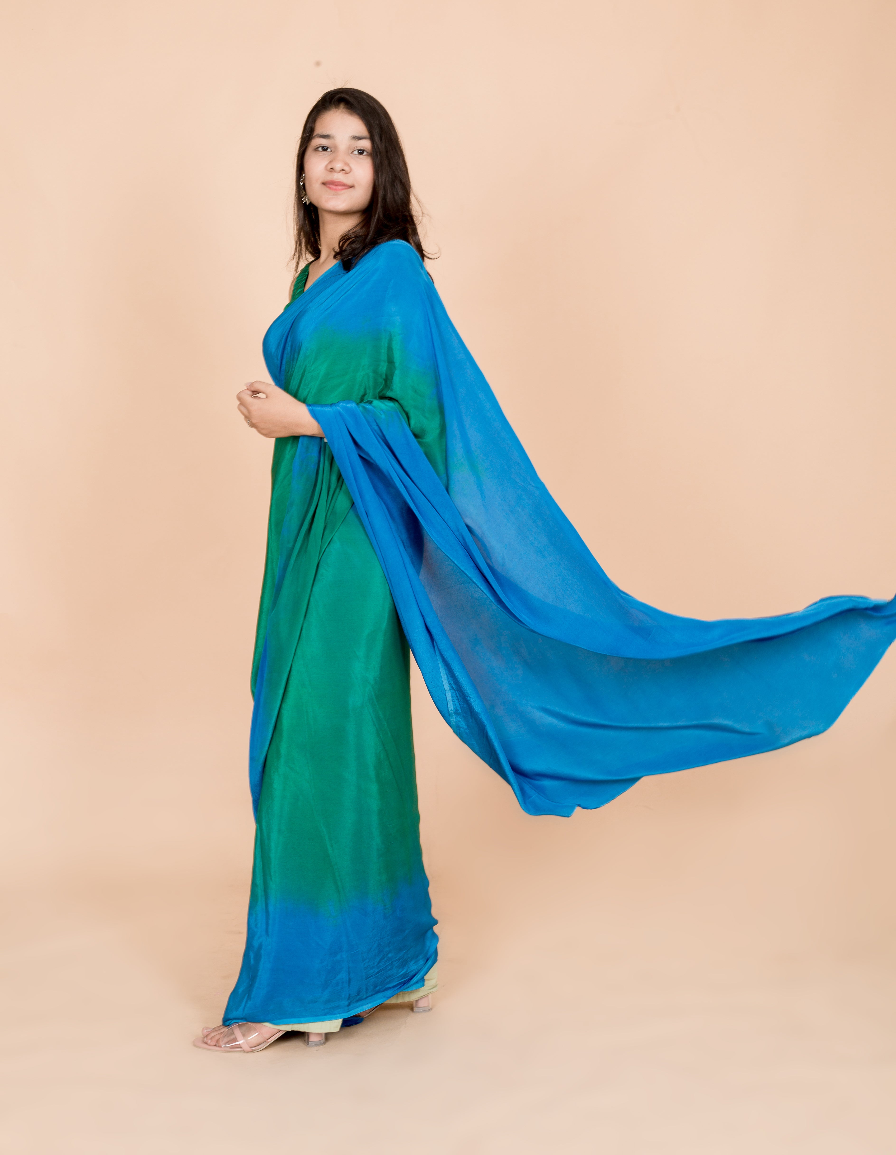 Aqua Dreams Georgette Ombre Designer Womens Saree