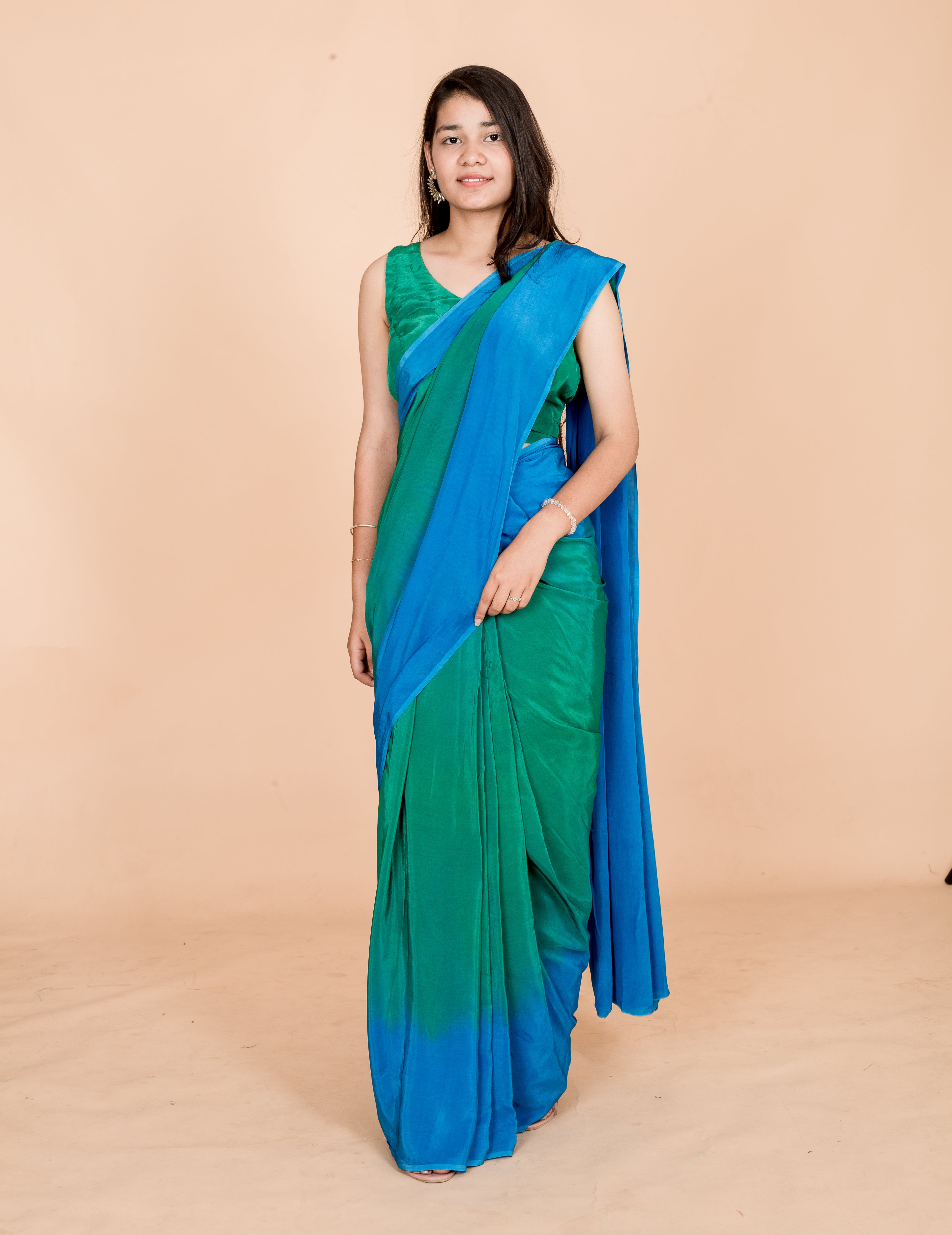 Aqua Dreams Georgette Ombre Designer Womens Saree
