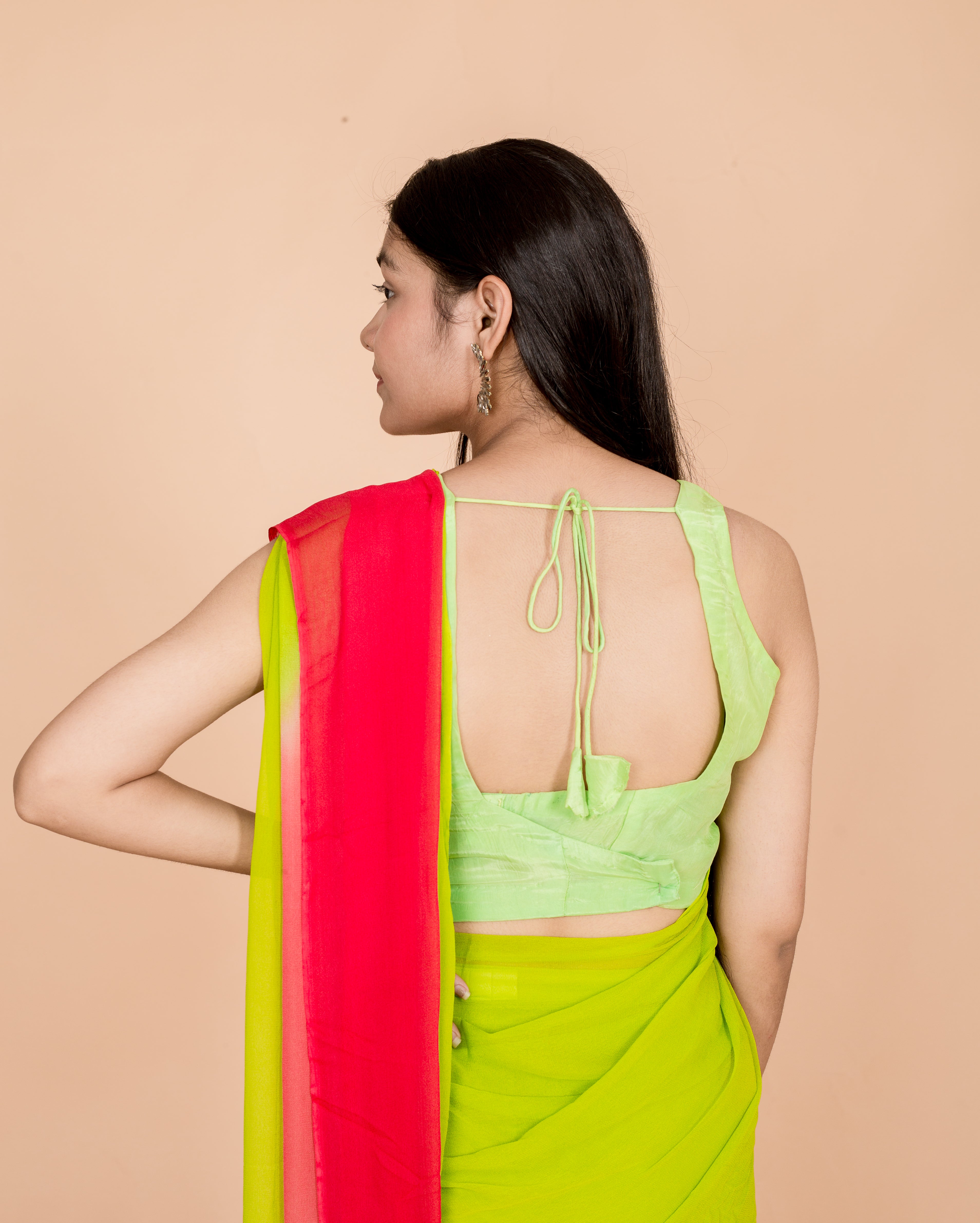 Scarlet Green Georgette Ombre Designer Womens Saree