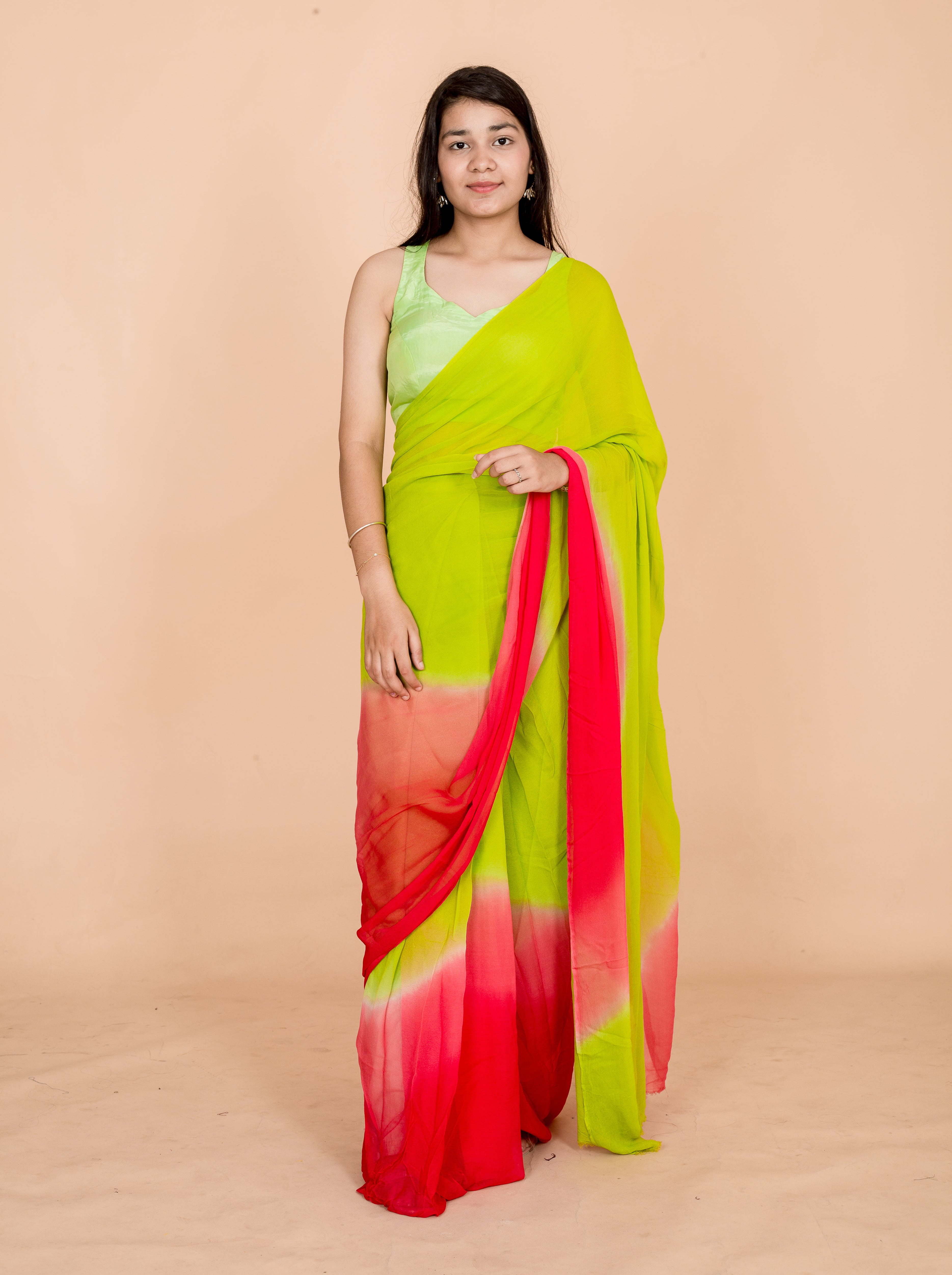 Scarlet Green Georgette Ombre Designer Womens Saree