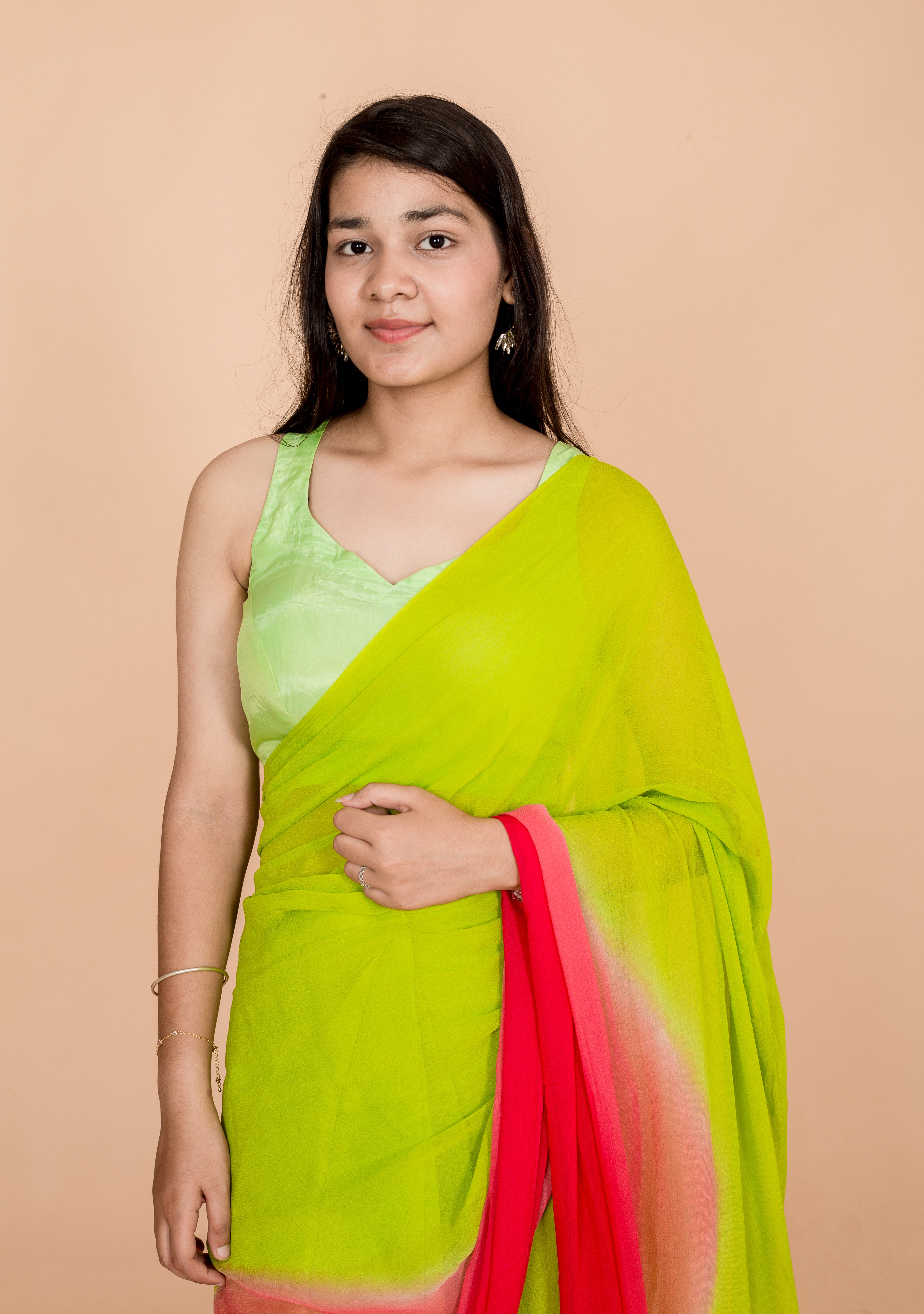 Scarlet Green Georgette Ombre Designer Womens Saree