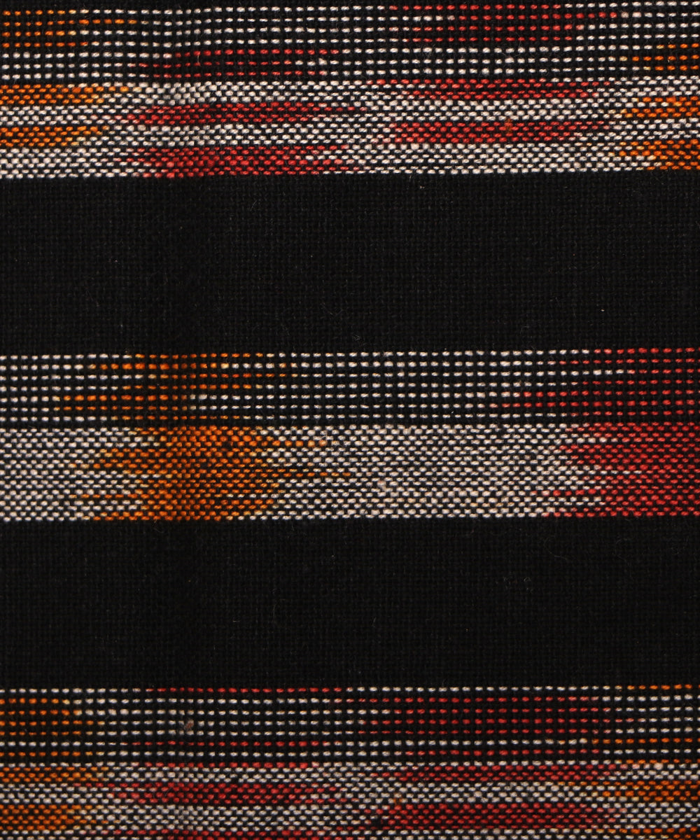Black Colour Lining Pattern Ikat Fabric ( 5 Meter)