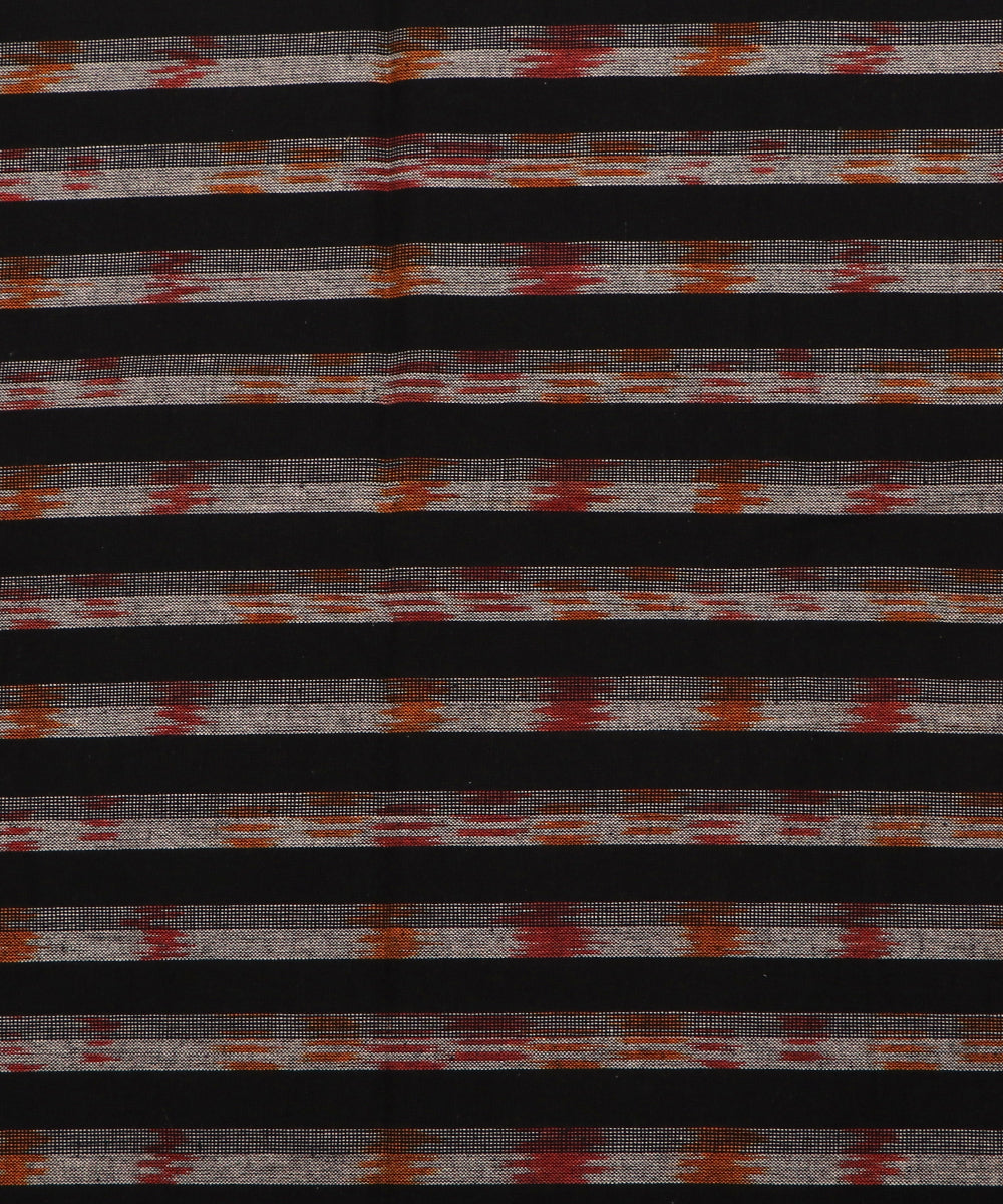 Black Colour Lining Pattern Ikat Fabric ( 5 Meter)