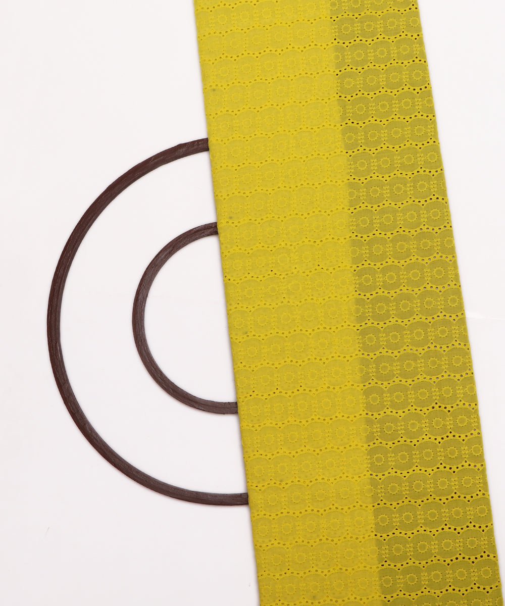 Yellow Colour Cotton ChikanKari Fabric ( 1 Meter )