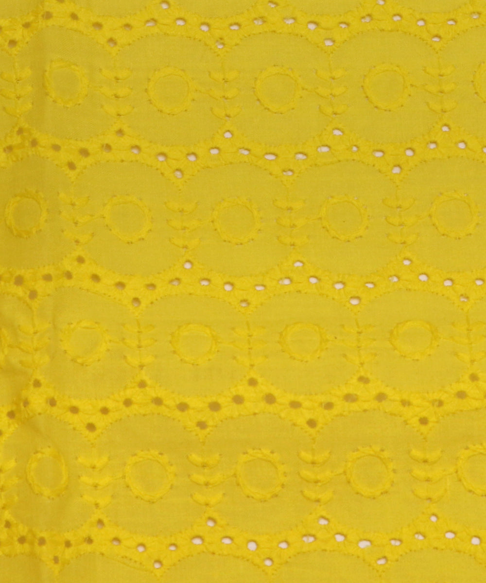 Yellow Colour Cotton ChikanKari Fabric ( 1 Meter )
