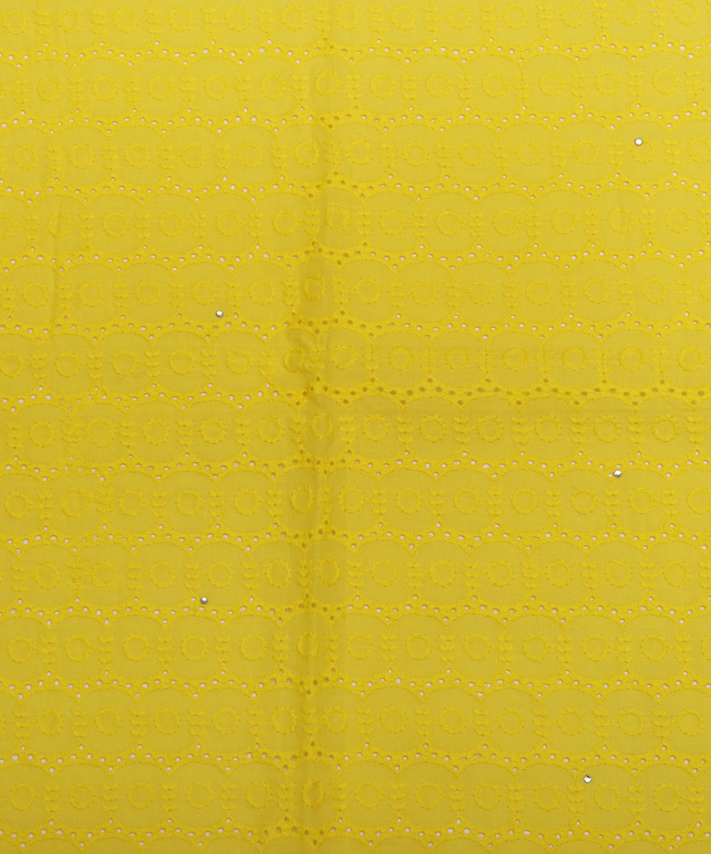 Yellow Colour Cotton ChikanKari Fabric ( 1 Meter )