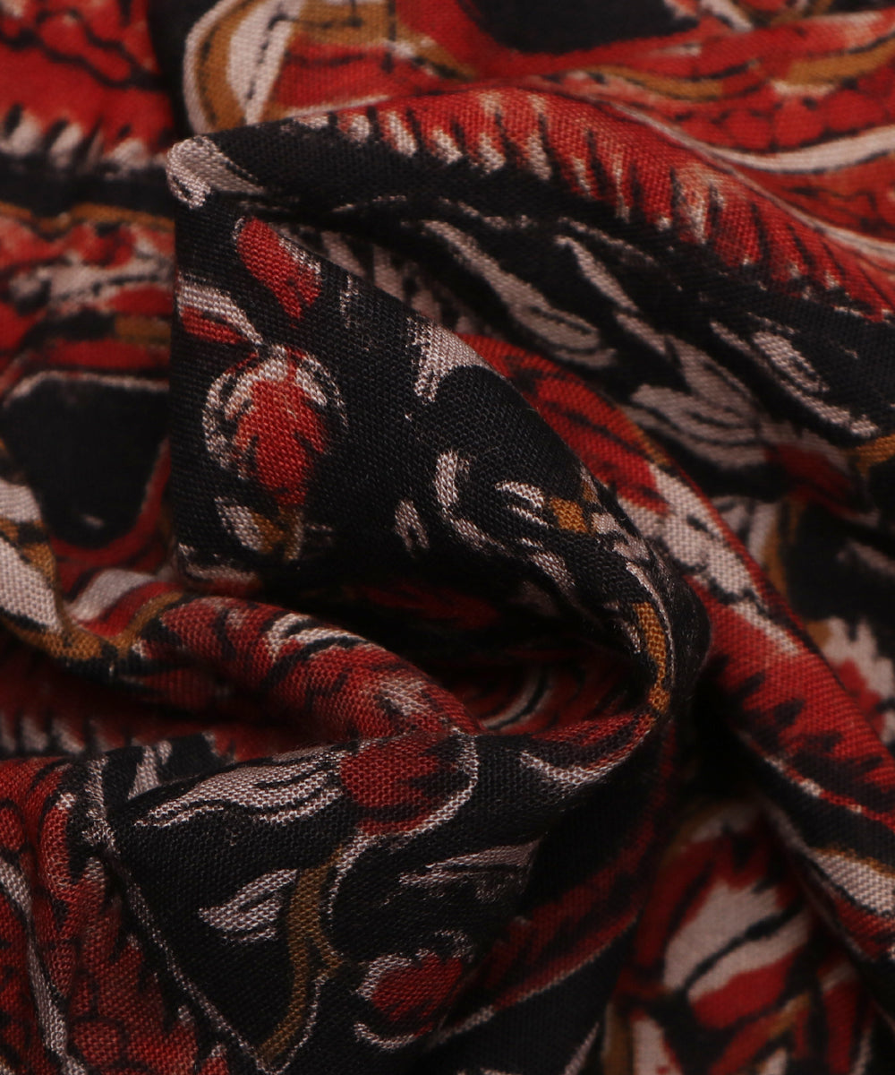Black Colour Paisley Print Rayon Fabric ( 4 Meter)