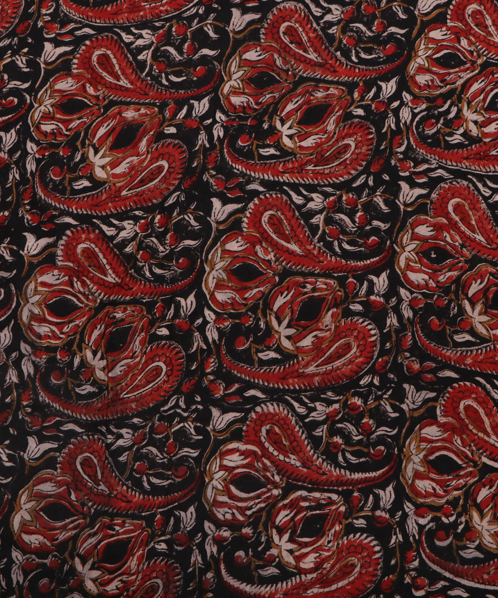 Black Colour Paisley Print Rayon Fabric ( 4 Meter)