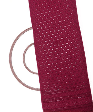 Wine Colour Chikan Embroidery Rayon Fabric