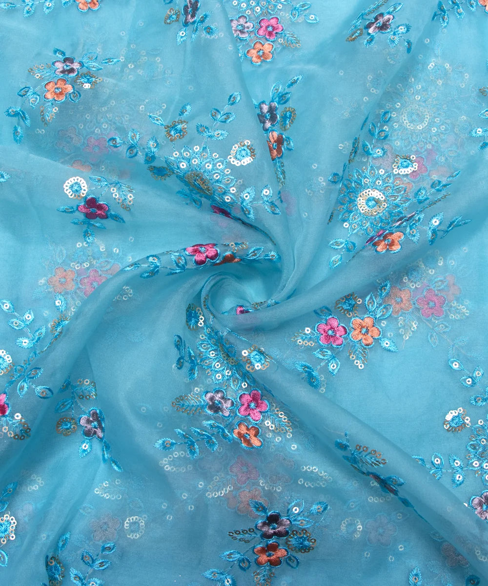 Organza Silk Floral Embroidery fabric.