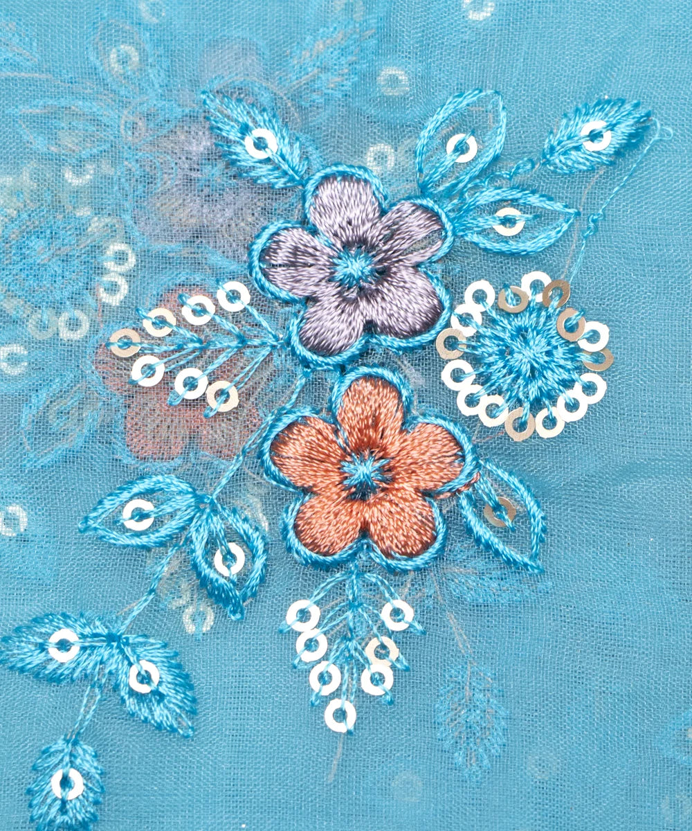 Organza Silk Floral Embroidery fabric.