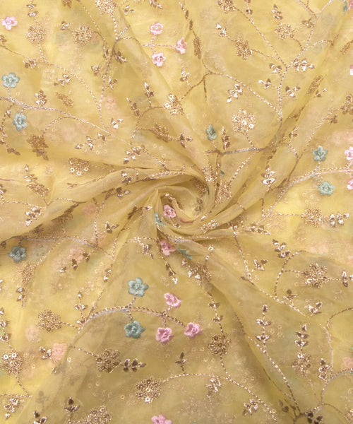 Floral Embroidery Organza Fabric Online