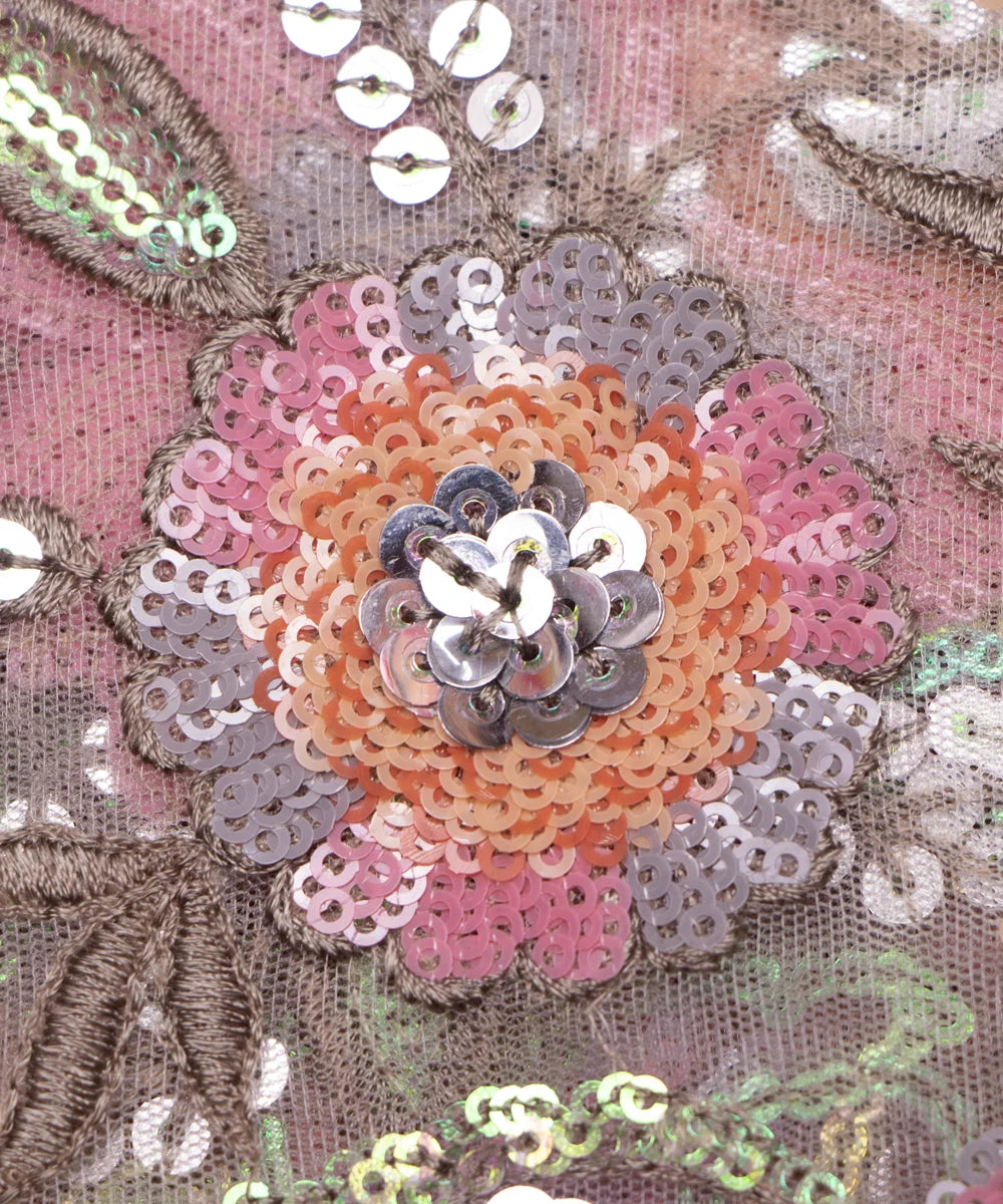 Light Grey Color Imported Net Embroidery Fabric