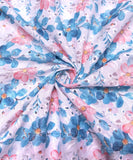 White Color Floral Digital Printed Cotton ChikanKari Embroidery Fabric