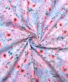 White Color Floral Digital Printed Cotton ChikanKari Embroidery Fabric