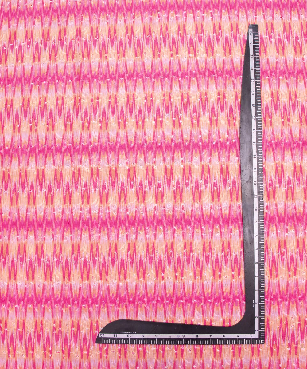 Pink Color Abstarct Digital Print Cotton ChikanKari Embroidery Fabric