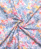 White Color Floral Digital Printed Cotton ChikanKari Embroidery Fabric
