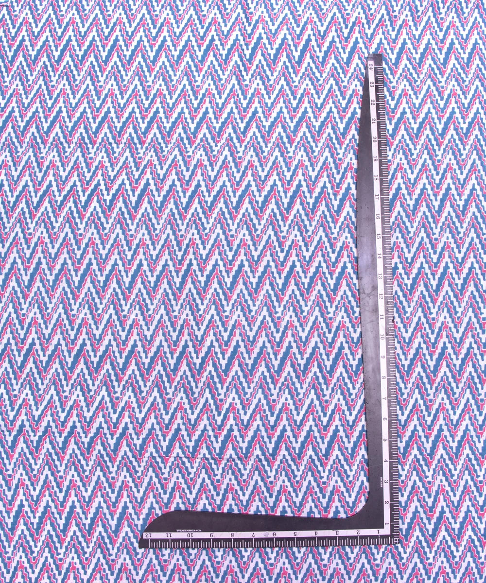 Dark Blue Color Floral Print 3 Piece Cotton Suit Set