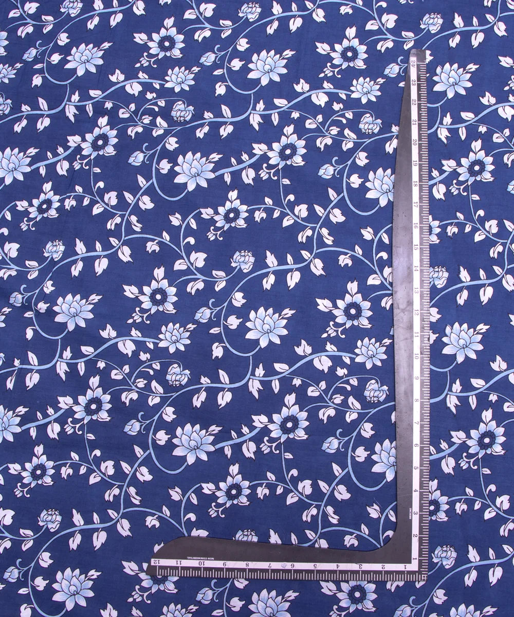 Blue Color Floral Print 3 Piece Cotton Suit Set