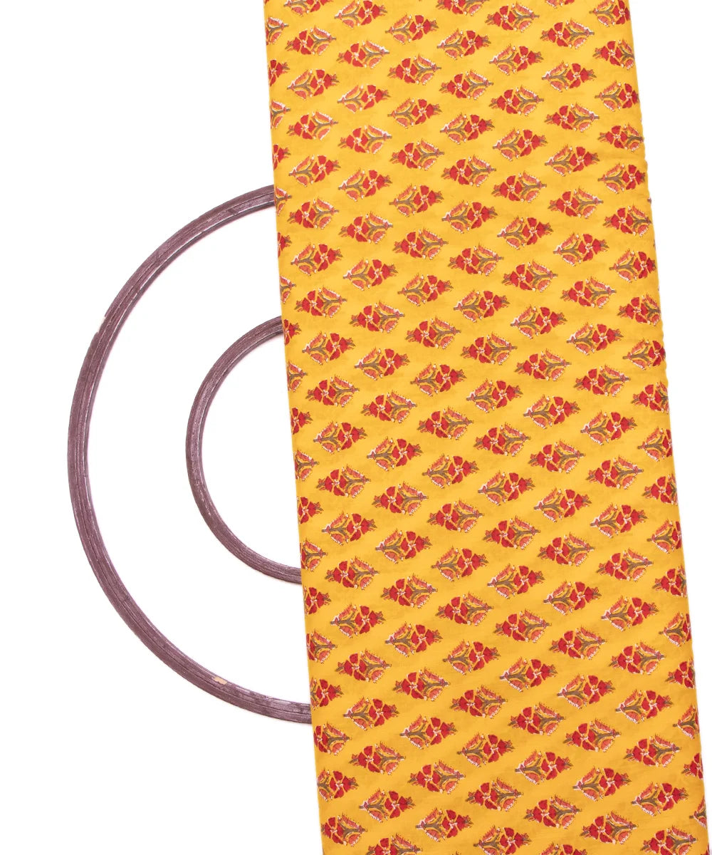Yellow Buti Screen Printed Cotton Fabric