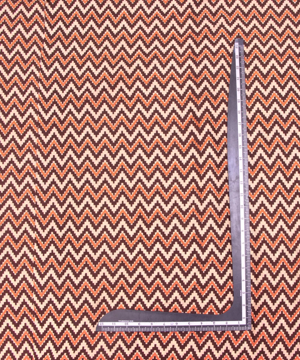 Off White Geometric Screen Printed Cotton Fabric