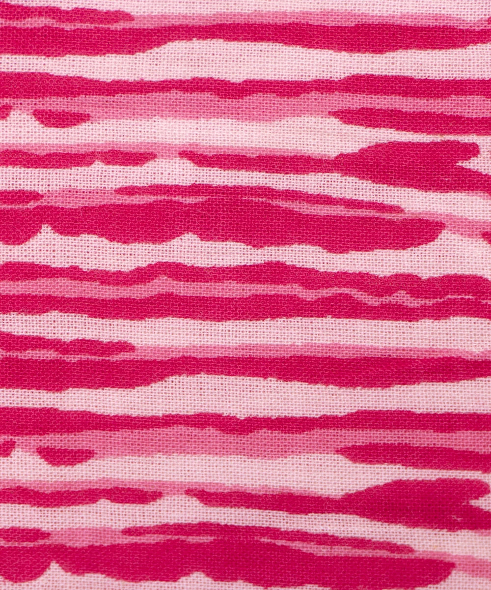 Off White Lining Screen Printed Cotton Fabric
