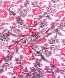 Off White Floral Screen Printed Cotton Fabric