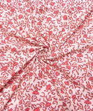 Off White Screen Print Floral Printed Cotton Fabric