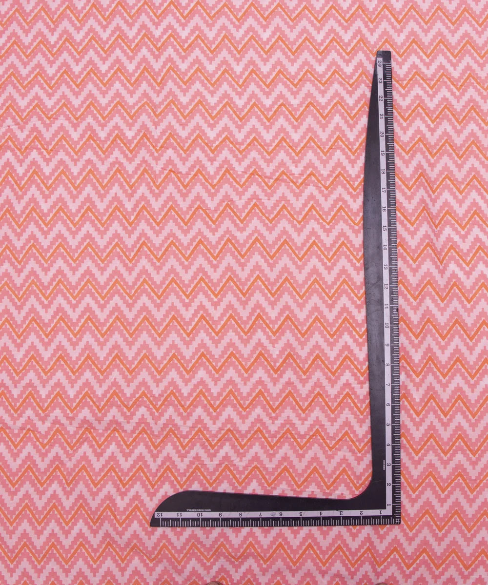 White Screen Print Zig Zag Printed Cotton Fabric