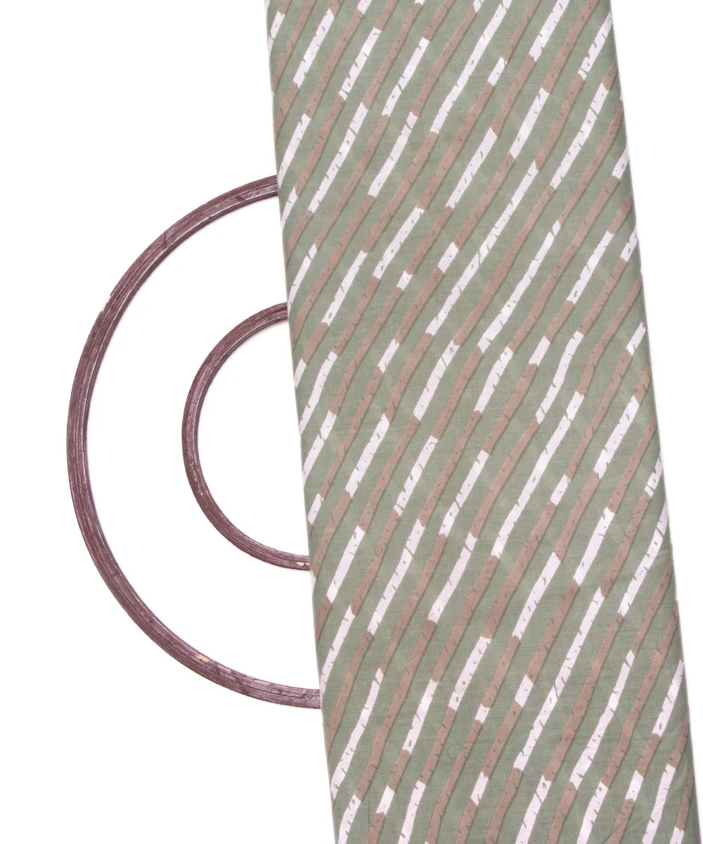Reclining Green Screen Print Stripe Printed Cotton Fabric