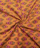 Mustard Yellow Screen Print Floral Printed Cotton Fabric