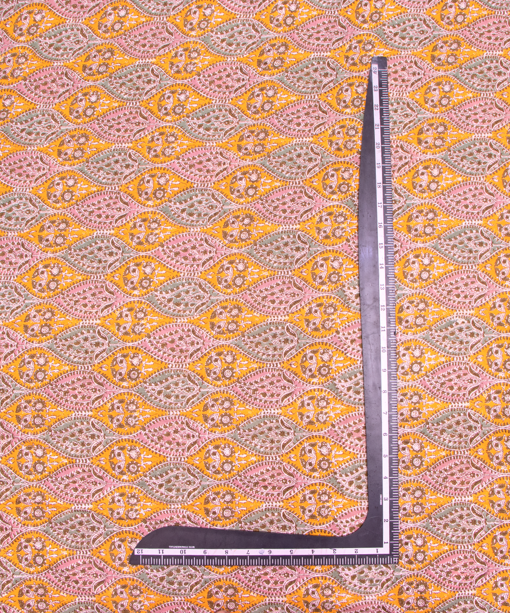 Yellow Traditional Print Womens Cotton Suit