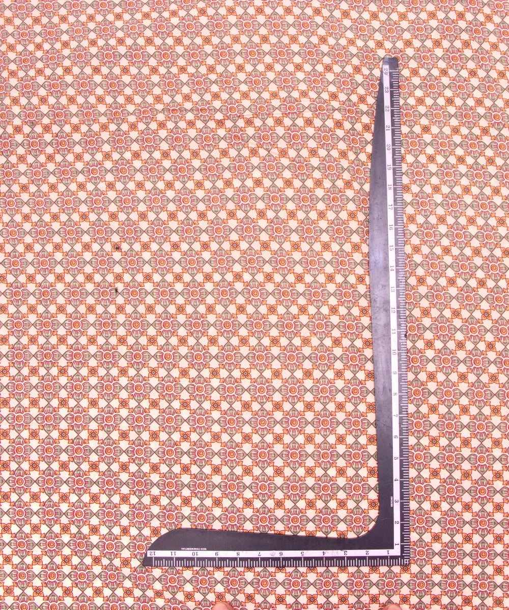 Off White Floral Printed Unstiched Cotton Suit Dress Material