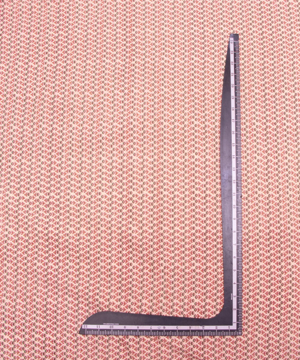 Off White Floral Printed Unstiched Cotton Suit Dress Material