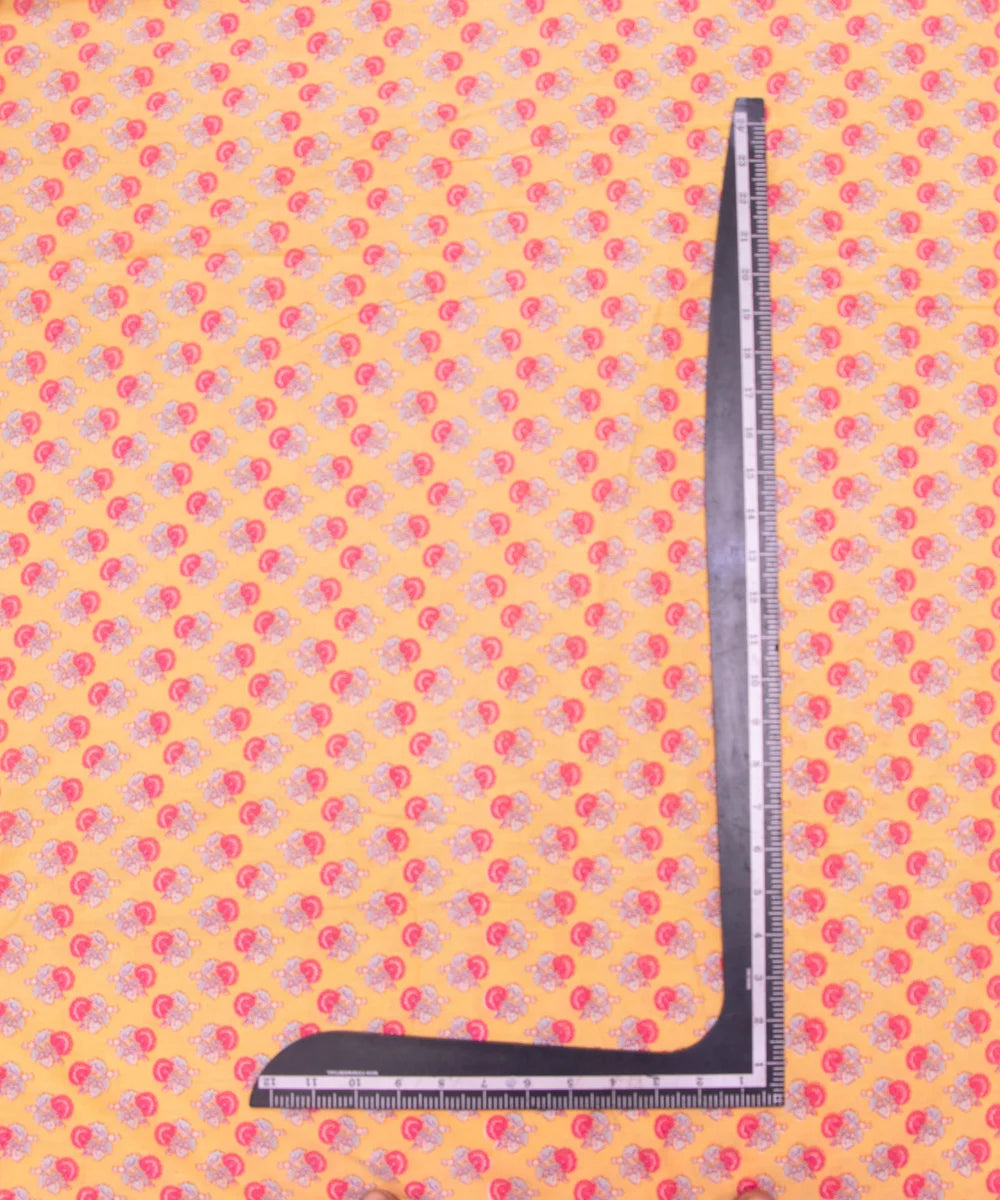 Light Yellow Floral Printed Unstiched Cotton Suit Dress Material