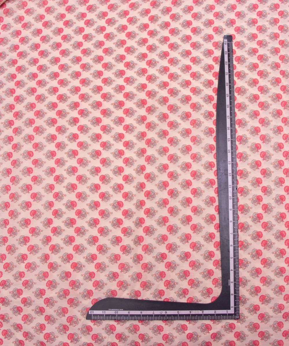 Off White Floral Printed Unstiched Cotton Suit Dress Material