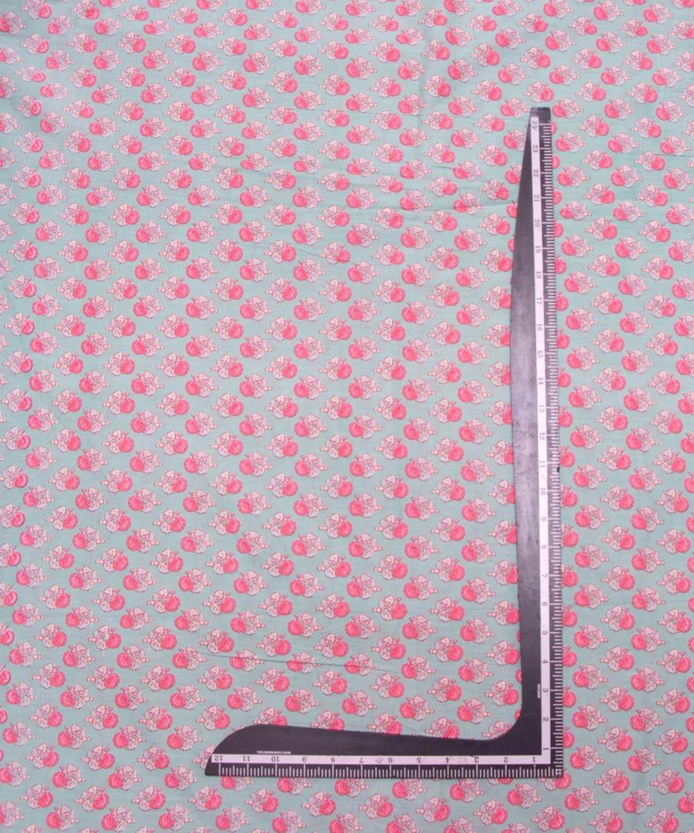 Light Sea Green Floral Printed Unstiched Cotton Suit Dress Material